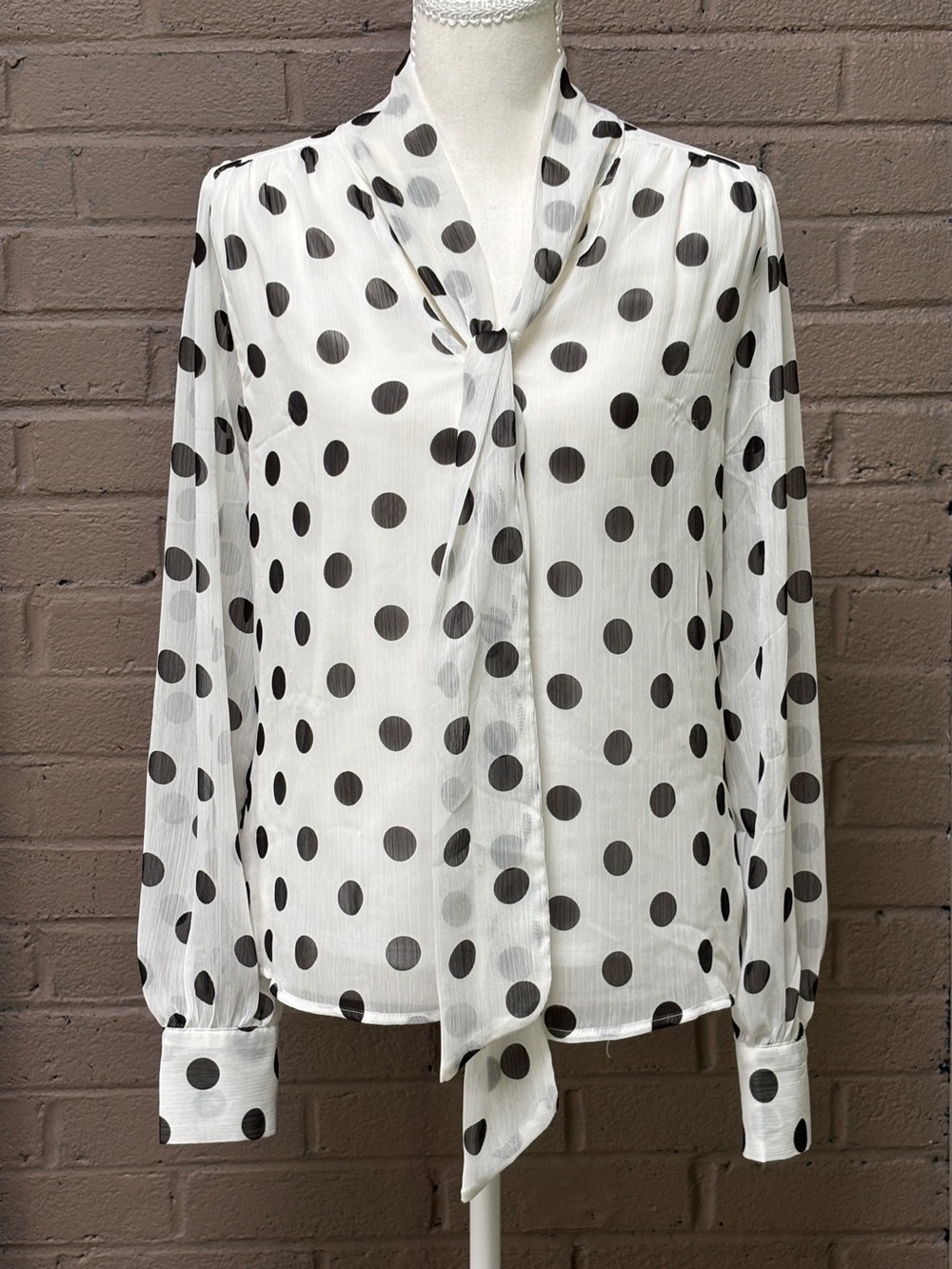 Joie white with black thoughts, tight neck blouse S -M